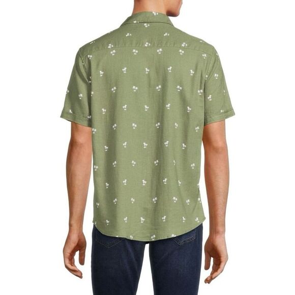 Saks Fifth Avenue Men's Linen Blend Palm Tree Print Button Down Shirt Sz S Green - Picture 3 of 8
